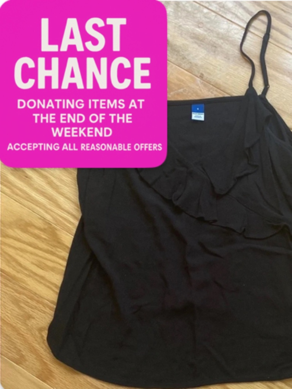 Women’s Black Ruffled Old Navy Tank Top Size Small